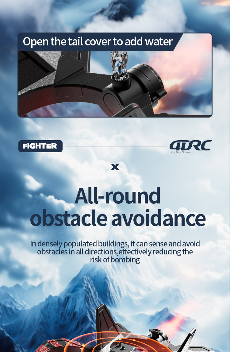 RC Fighter Jet Drone with Smoke Effect & LED Lights | 20 Min Flight | 360° Stunts | Obstacle Avoidance | Kids & Adults