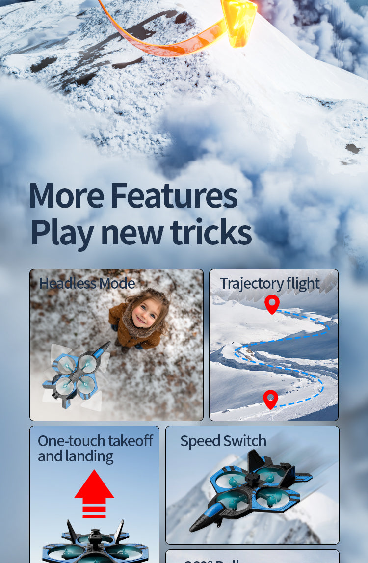 RC Fighter Jet Drone with Smoke Effect & LED Lights | 20 Min Flight | 360° Stunts | Obstacle Avoidance | Kids & Adults