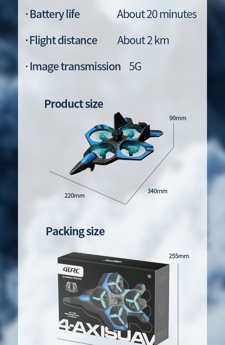 RC Fighter Jet Drone with Smoke Effect & LED Lights | 20 Min Flight | 360° Stunts | Obstacle Avoidance | Kids & Adults