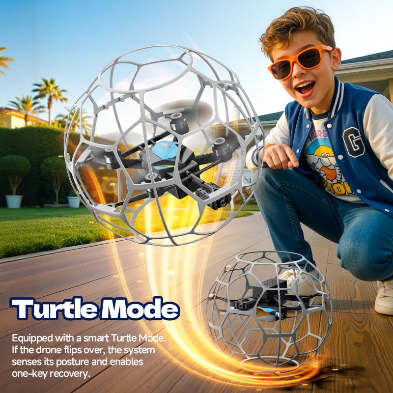 V51 Ball Drone with Camera for Kids & Adults – Spherical RC Quadcopter with 4K HD Dual Camera, Screen Remote, Optical Flow Hover, 8 LED Modes, 360° Flips & One-Key Stunts