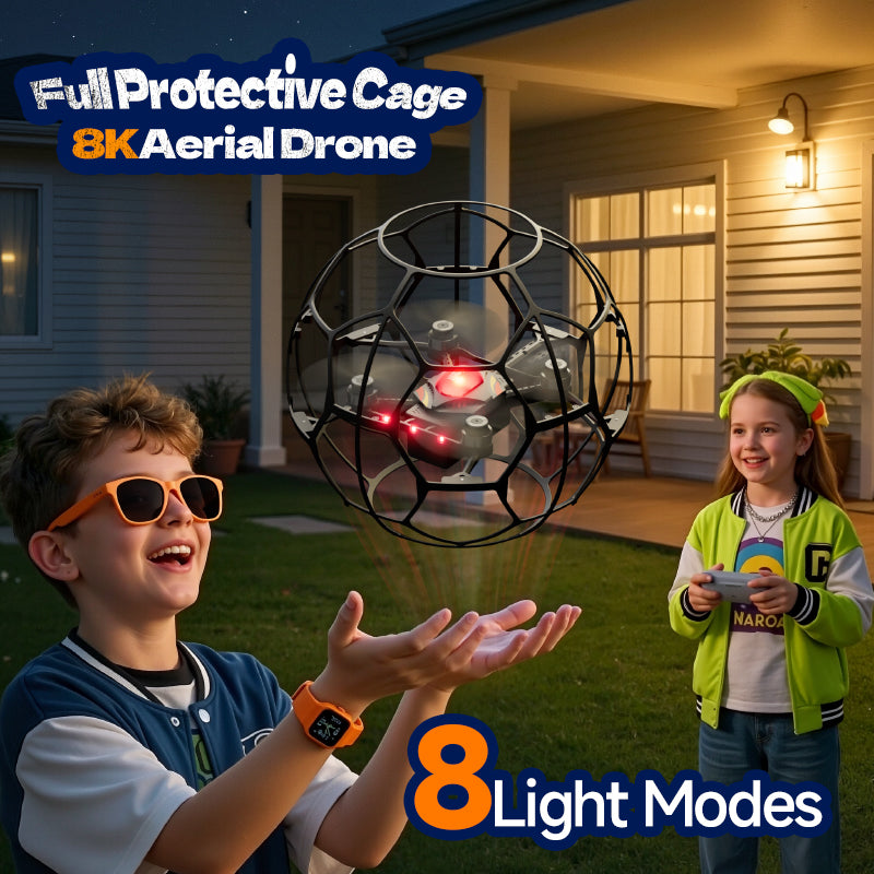 V51 Ball Drone with Camera for Kids & Adults – Spherical RC Quadcopter with 4K HD Dual Camera, Screen Remote, Optical Flow Hover, 8 LED Modes, 360° Flips & One-Key Stunts