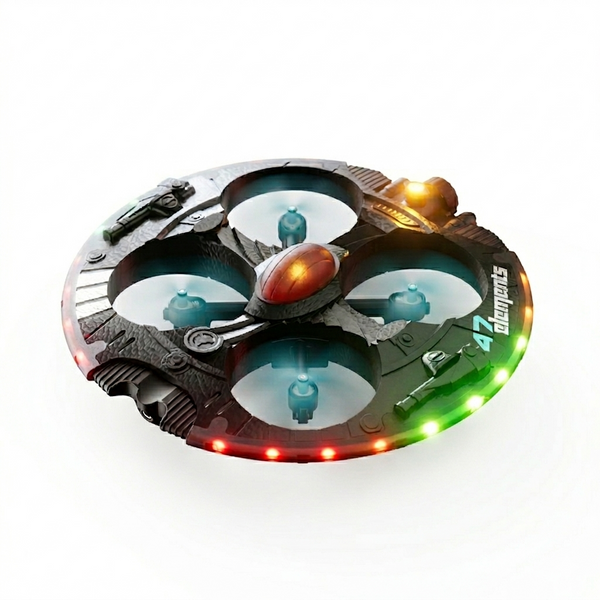 UFO Stunt Drone with Smoke Effect & LED Lights | Handheld Flying Saucer Mini Drone | One-Button Spray | 6 Lighting Modes | Optical Flow Hover | RC Toy Gift