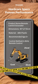 RC Excavator Toy | 3 - in - 1 Alloy Bucket | Smoke FX + Lights + Sound - Jimmys toys