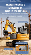 RC Excavator Toy | 3 - in - 1 Alloy Bucket | Smoke FX + Lights + Sound - Jimmys toys