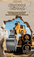 RC Excavator Toy | 3 - in - 1 Alloy Bucket | Smoke FX + Lights + Sound - Jimmys toys